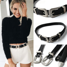 Load image into Gallery viewer, Fashion Womens Belts Vintage Boho Metal Leather Double Buckles Waist Belt Waistband Ladies Belt